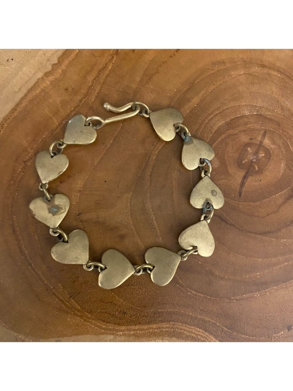 Jeep Collins Brass Connected Hearts Bracelet, 7.5"